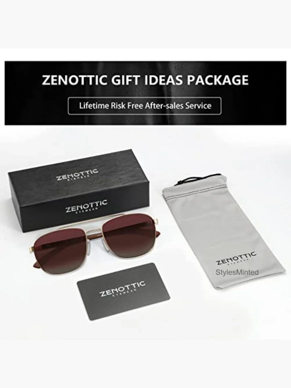 Aviator Wood Polarized Sunglasses for Men UV400 Protection Driving